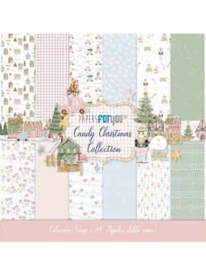 Papers For You scrapbooking papir z motivom Candy Christmas 15x15cm blok - 24 obojestranskih papirjev, 12 dizajnov